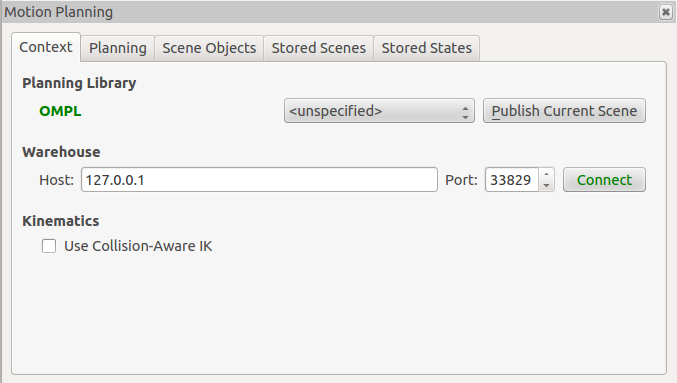 MoveIt Context Tab