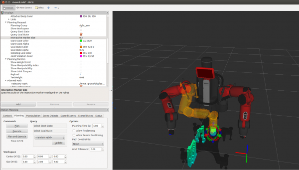 A motion plan for Baxter with input from the kinect