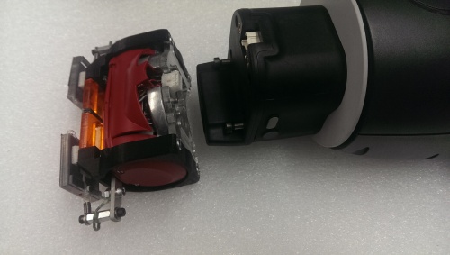 Gecko gripper detached from Baxter, displaying its mounting.