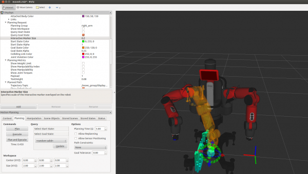 Another motion plan for Baxter with the kinect